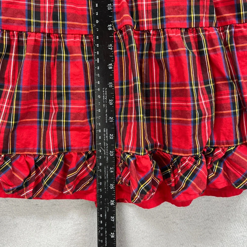 Crewcuts Plaid Ruffle Tiered Dress Girls 8 Red Tartan Holiday Christmas Preppy